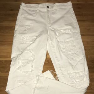 AEO Crop White Jeans